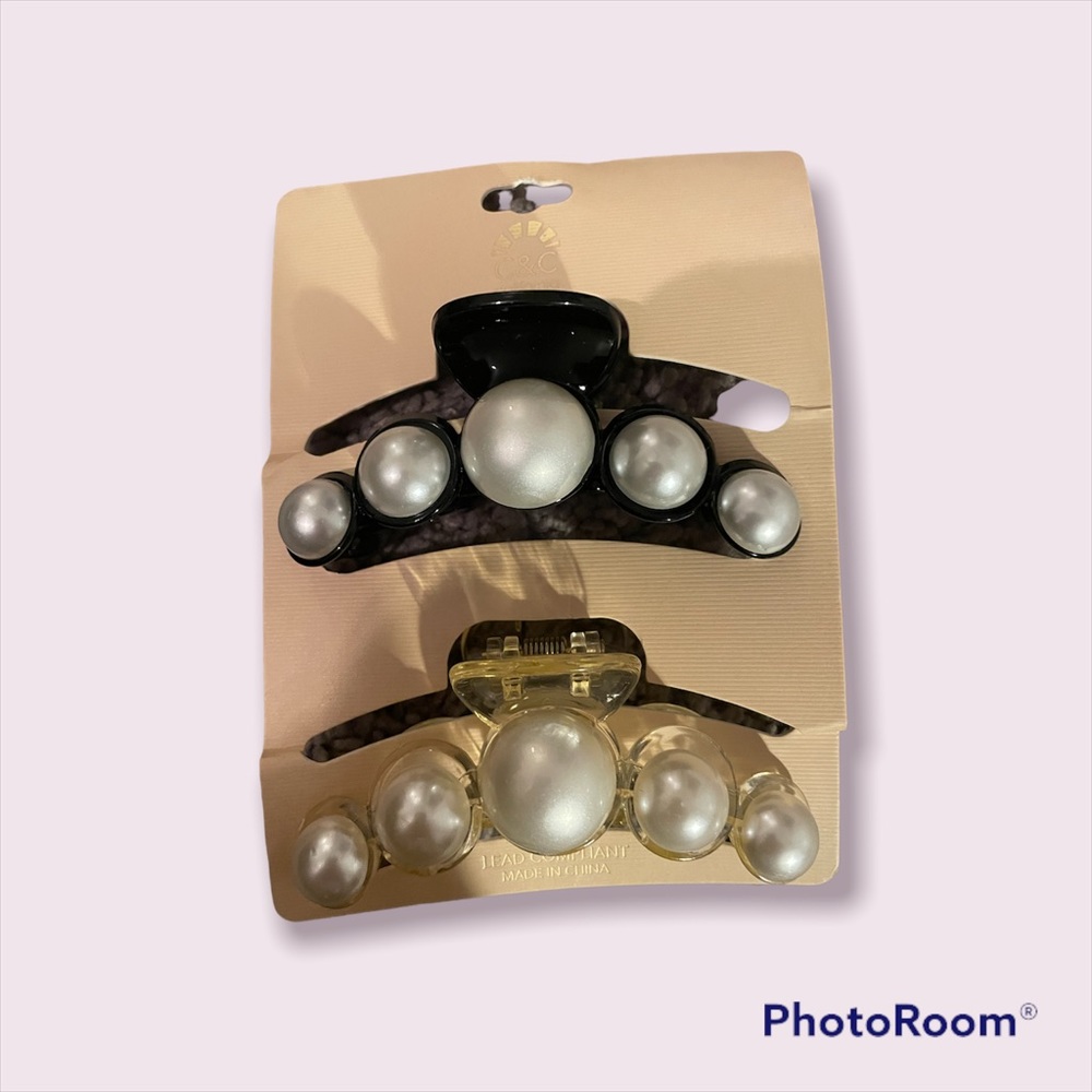 NWT-(Set of 2) Pearl Hair Clips from C&C California